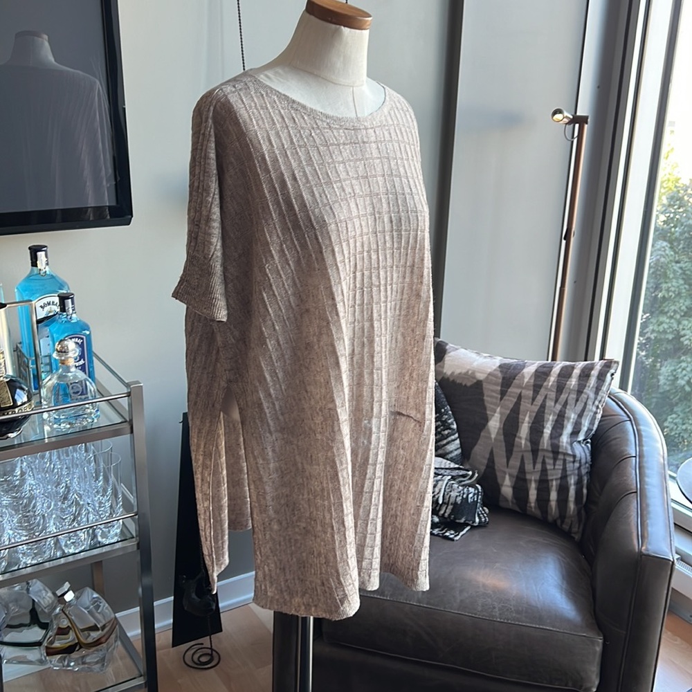Eileen Fisher Lightweight Linen Melange Grid Tunic Top Size XXS/XS - Picture 4 of 10